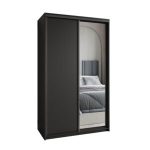 wohnli-moebel-suche-800001058575 Wohnli Möbelsuche - SCHWEBETÜRENSCHRANK TAVI 120/205/60 cm 2-türig mit Spiegel Schwarz