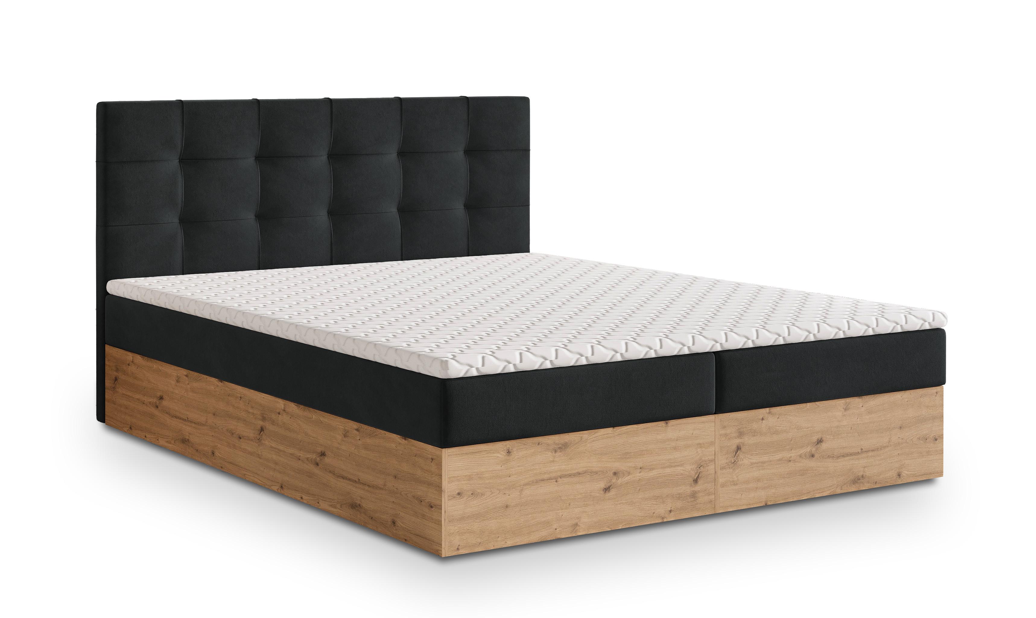 Wohnli Möbelsuche - BOXBETT MOLVEN 160x200 cm mit Matratze und Topper - Schwarz