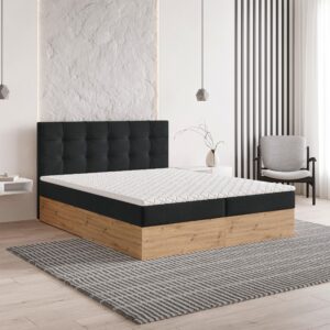wohnli-moebel-suche-800001058775-1 BOXBETT MOLVEN 140x200 cm mit Matratze und Topper - Schwarz Holz MASSENO Möbel > Betten > Boxspringbetten Schwarz