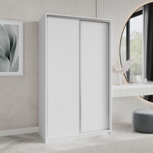 wohnli-moebel-suche-800001058945-1 SCHWEBETÜRENSCHRANK NISSE 120/205/60 cm 2-türig Weiß Holzwerkstoff MASSENO Möbel > Schränke > Kleiderschränke > Schwebetürenschränke Weiß