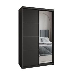 wohnli-moebel-suche-800001058963 Wohnli Möbelsuche - SCHWEBETÜRENSCHRANK VARO 120/205/60 cm 2-türig mit Spiegel Schwarz