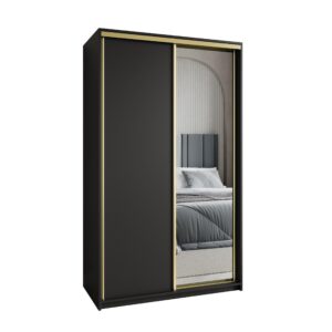 wohnli-moebel-suche-800001059039 Wohnli Möbelsuche - SCHWEBETÜRENSCHRANK TAVI 120/205/60 cm 2-türig mit Spiegel Schwarz