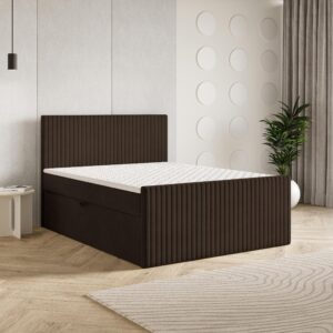 wohnli-moebel-suche-800001059104-1 BOXBETT TERVAN 140x200 cm mit Matratze und Topper - Braun Holz MASSENO Möbel > Betten > Boxspringbetten Braun