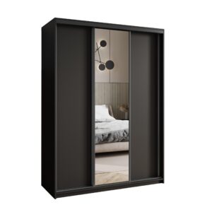 wohnli-moebel-suche-800001059139 Wohnli Möbelsuche - SCHWEBETÜRENSCHRANK TAVI 150/205/60 cm 3-türig mit Spiegel Schwarz