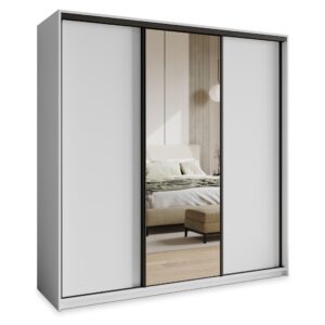 wohnli-moebel-suche-800001059152 Wohnli Möbelsuche - SCHWEBETÜRENSCHRANK TAVI 200/205/60 cm 3-türig mit Spiegel Weiß