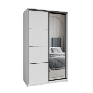 wohnli-moebel-suche-800001059175 Wohnli Möbelsuche - SCHWEBETÜRENSCHRANK VARO 120/205/60 cm 2-türig mit Spiegel Weiß