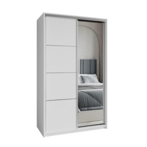 wohnli-moebel-suche-800001059188 Wohnli Möbelsuche - SCHWEBETÜRENSCHRANK VARO 120/205/60 cm 2-türig mit Spiegel Weiß