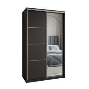 wohnli-moebel-suche-800001059213 Wohnli Möbelsuche - SCHWEBETÜRENSCHRANK VARO 120/205/60 cm 2-türig mit Spiegel Schwarz