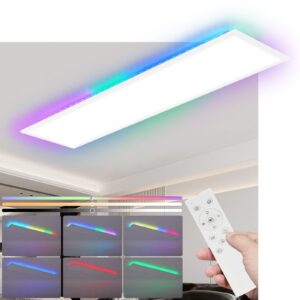 LED-DECKENLEUCHTE Zavren 100/25/5 cm Deckenlampe Metall, Kunststoff ZMH Lampen & Leuchten > LED-Leuchten > LED-Deckenleuchten Weiß