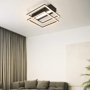 wohnli-moebel-suche-800001061244-1 LED-DECKENLEUCHTE Haldrin 37/37/7.5 cm Deckenlampe Metall ZMH Lampen & Leuchten > LED-Leuchten > LED-Deckenleuchten Schwarz