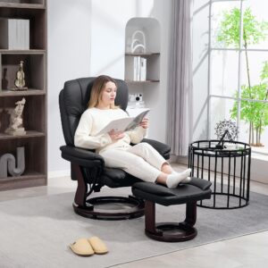 RELAXSESSEL mit Hocker drehbarer Fernsehsessel mit Liegefunktion Taschenfeder Kunststoff HOMCOM Möbel > Sessel > Relaxsessel Schwarz