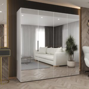 DREHTÜRENSCHRANK 202/200/52 4-türig Holz MÖBEL KRYSPOL Möbel > Schränke > Kleiderschränke > Drehtürenschränke Weiß