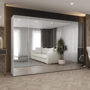 wohnli-moebel-suche-800001065646-1 DREHTÜRENSCHRANK 202/300/52 6-türig Holz MÖBEL KRYSPOL Möbel > Schränke > Kleiderschränke > Drehtürenschränke Weiß