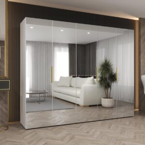 wohnli-moebel-suche-800001065663-1 DREHTÜRENSCHRANK 202/250/52 5-türig Holz MÖBEL KRYSPOL Möbel > Schränke > Kleiderschränke > Drehtürenschränke Weiß
