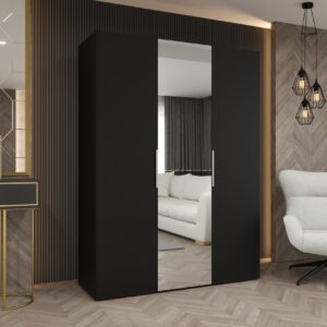 wohnli-moebel-suche-800001065805-1 DREHTÜRENSCHRANK 202/150/52 3-türig Holz MÖBEL KRYSPOL Möbel > Schränke > Kleiderschränke > Drehtürenschränke Schwarz