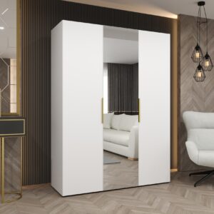 wohnli-moebel-suche-800001065807-1 DREHTÜRENSCHRANK 202/150/52 3-türig Holz MÖBEL KRYSPOL Möbel > Schränke > Kleiderschränke > Drehtürenschränke Weiß