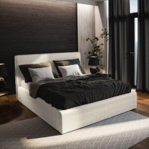 wohnli-moebel-suche-800001066690-1 POLSTERBETT PARMA 160x200 cm mit Bettkästen - Creme Holz MASSENO Möbel > Betten > Polsterbetten Weiß