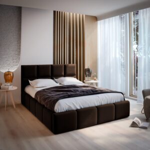 wohnli-moebel-suche-800001066711-1 POLSTERBETT COMO 140x200 cm mit Bettkästen - Braun Holz MASSENO Möbel > Betten > Polsterbetten Braun