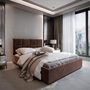 POLSTERBETT LIMENA 180x200 cm mit Bettkästen - Braun Holz MASSENO Möbel > Betten > Polsterbetten Braun