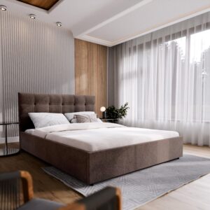 wohnli-moebel-suche-800001066720-1 POLSTERBETT APE 140x200 cm mit Bettkästen - Braun Holz MASSENO Möbel > Betten > Polsterbetten Braun