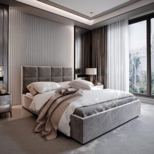 wohnli-moebel-suche-800001066721-1 POLSTERBETT LIMENA 180x200 cm mit Bettkästen - Hellgrau Holz MASSENO Möbel > Betten > Polsterbetten Grau