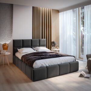 wohnli-moebel-suche-800001066724-1 POLSTERBETT COMO 140x200 cm mit Bettkästen - Grau Holz MASSENO Möbel > Betten > Polsterbetten Grau