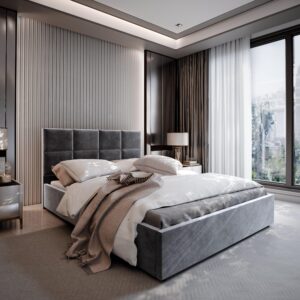 wohnli-moebel-suche-800001066726-1 POLSTERBETT LIMENA 140x200 cm mit Bettkästen - Grau Holz MASSENO Möbel > Betten > Polsterbetten Grau