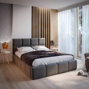 wohnli-moebel-suche-800001066732-1 POLSTERBETT COMO 180x200 cm mit Bettkästen - Hellgrau Holz MASSENO Möbel > Betten > Polsterbetten Grau