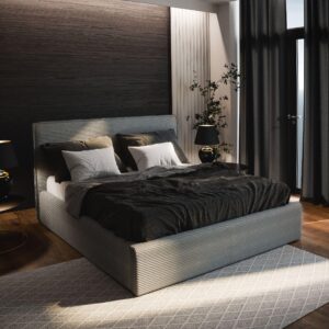 wohnli-moebel-suche-800001066738-1 POLSTERBETT PARMA 160x200 cm mit Bettkästen - Grau Holz MASSENO Möbel > Betten > Polsterbetten Grau
