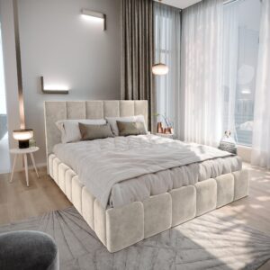 wohnli-moebel-suche-800001066748-1 POLSTERBETT TARANTO 160x200 cm mit Bettkästen - Creme Holz MASSENO Möbel > Betten > Polsterbetten Weiß