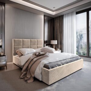 wohnli-moebel-suche-800001066759-1 POLSTERBETT LIMENA 140x200 cm mit Bettkästen - Beige Holz MASSENO Möbel > Betten > Polsterbetten Beige