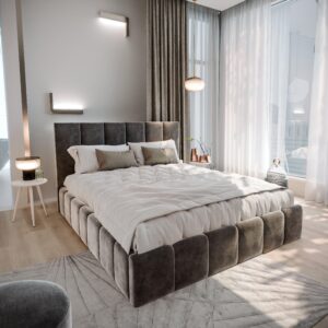 wohnli-moebel-suche-800001066765-1 POLSTERBETT TARANTO 140x200 cm mit Bettkästen - Grau Holz MASSENO Möbel > Betten > Polsterbetten Grau