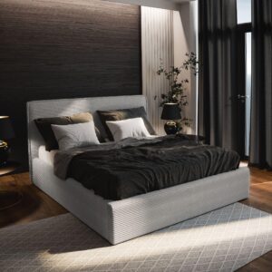 wohnli-moebel-suche-800001066781-1 POLSTERBETT PARMA 180x200 cm mit Bettkästen - Hellgrau Holz MASSENO Möbel > Betten > Polsterbetten Grau