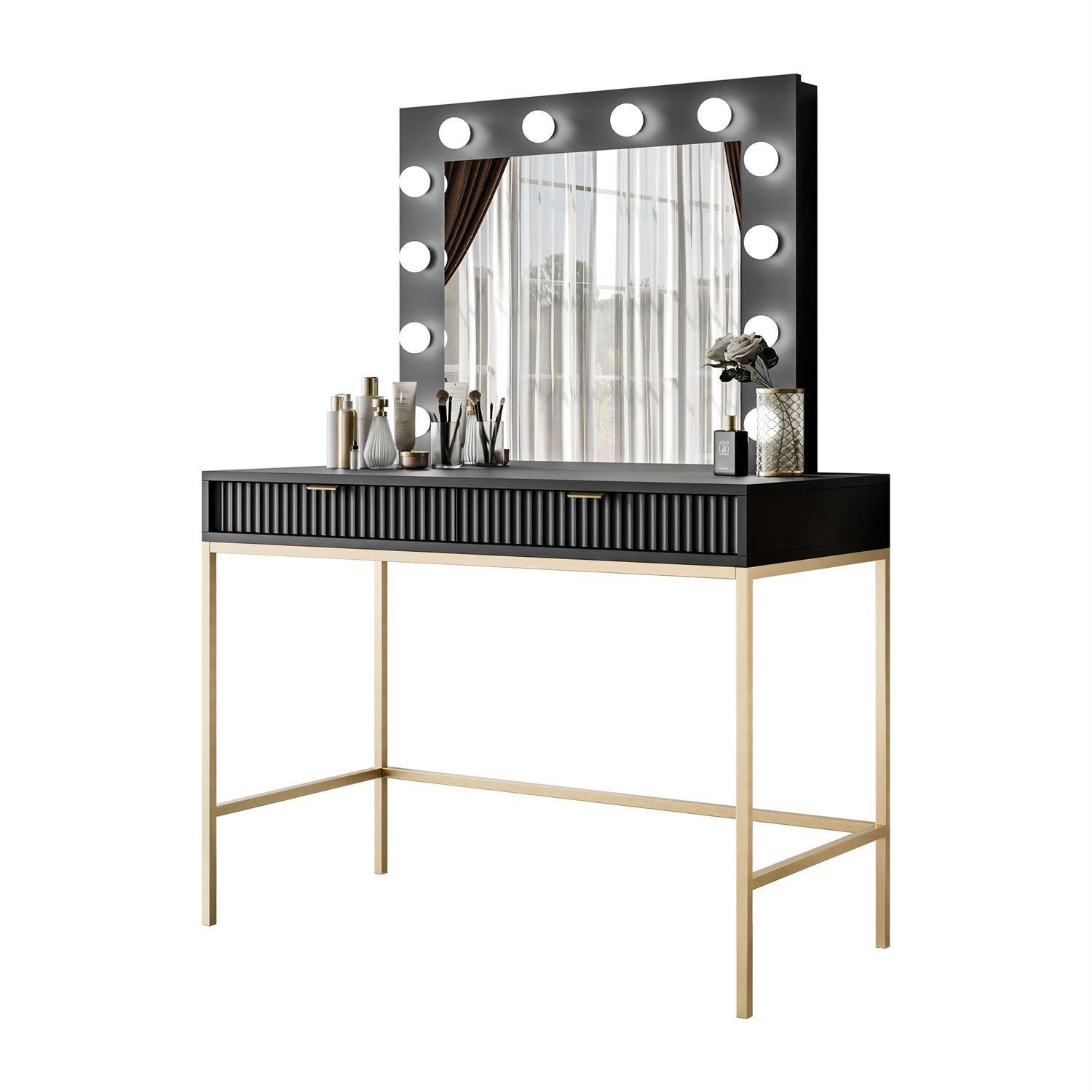 wohnli-moebel-suche-800001066978 Wohnli Möbelsuche - SCHMINKTISCH MIT SPIEGEL CORTADO GOLD T104 SCHWARZ