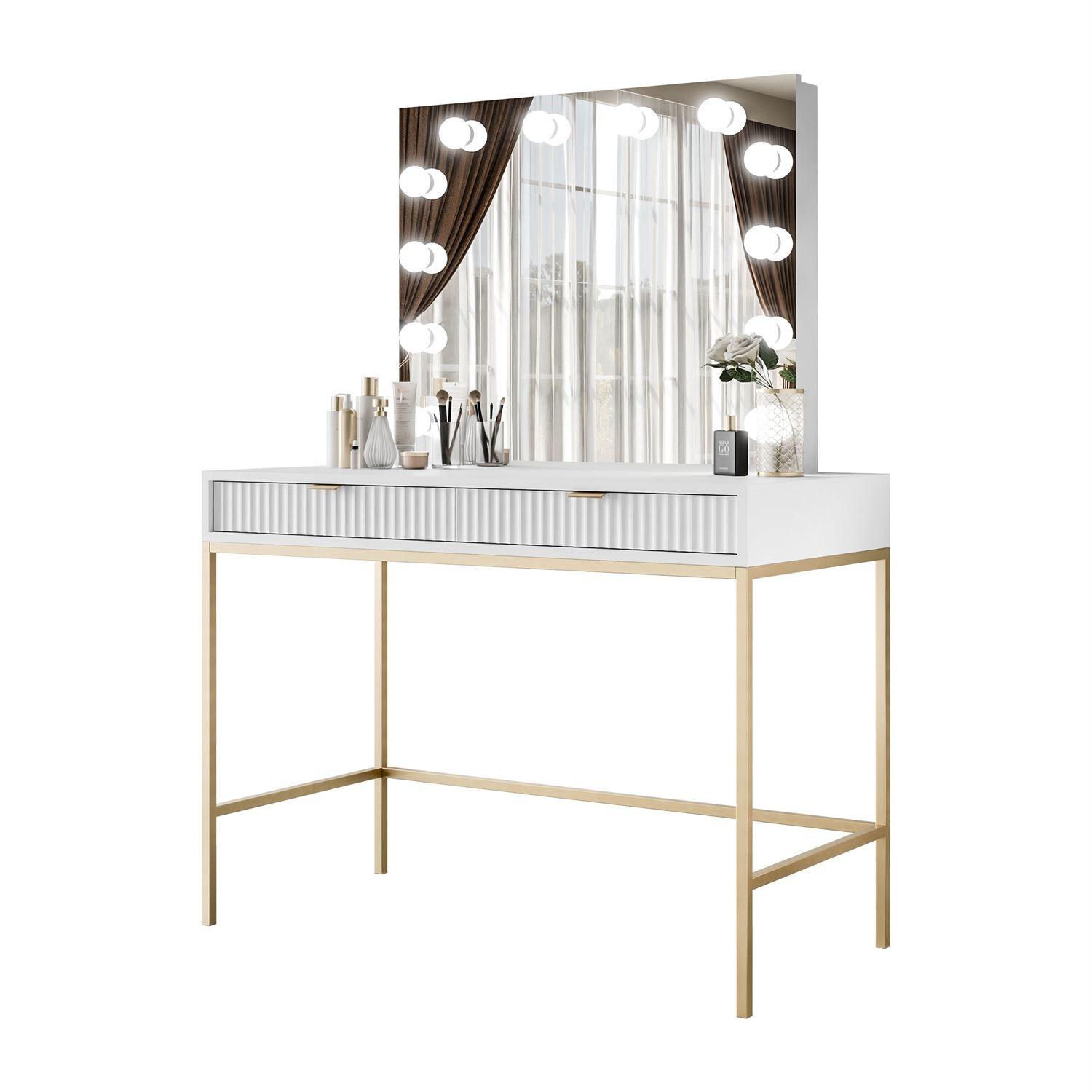 wohnli-moebel-suche-800001066979 Wohnli Möbelsuche - SCHMINKTISCH MIT SPIEGEL CORTADO ELITE GOLD WEISS