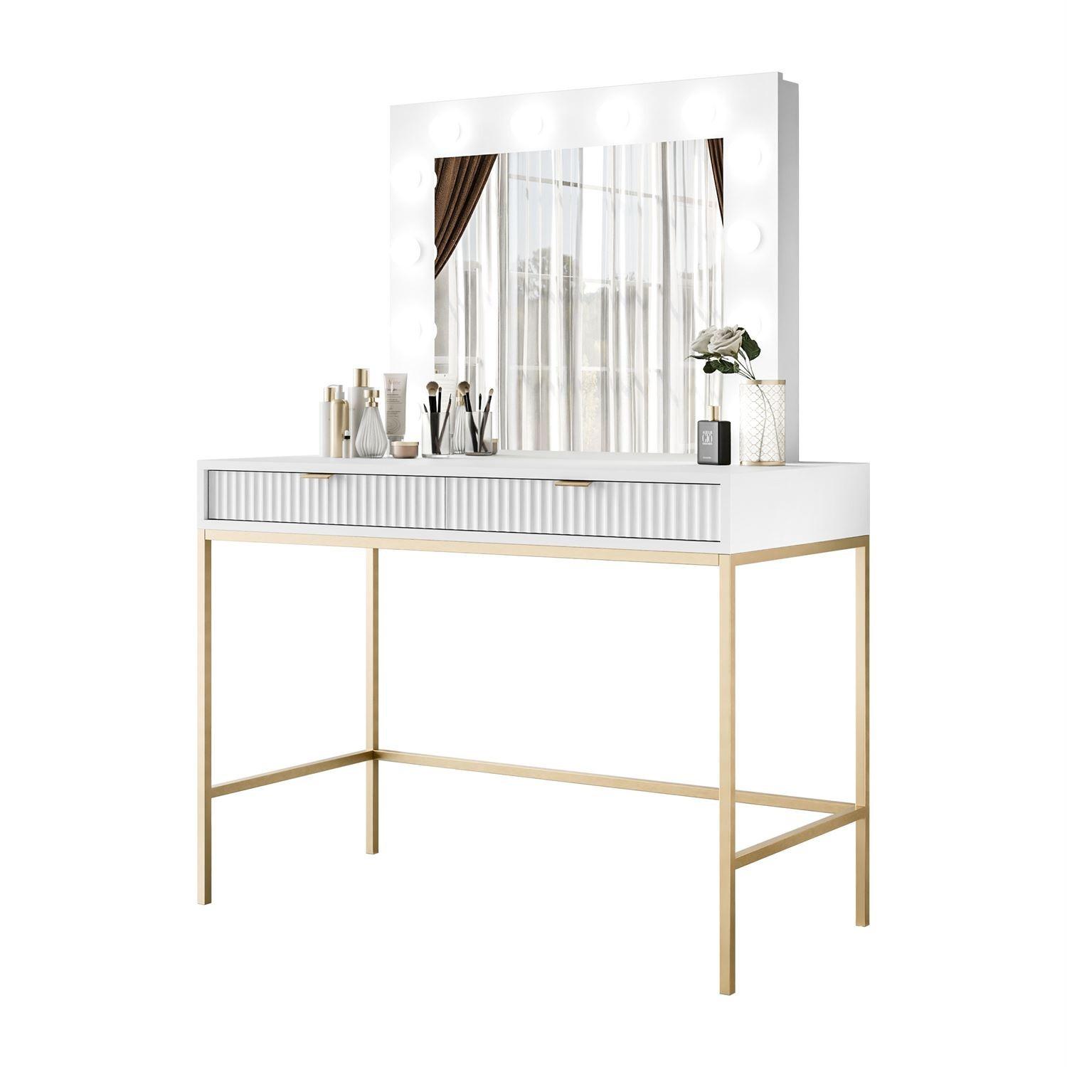 wohnli-moebel-suche-800001066982 Wohnli Möbelsuche - SCHMINKTISCH MIT SPIEGEL CORTADO GOLD T104 WEISS