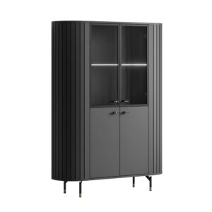 wohnli-moebel-suche-800001066983-1 VITRINE ELODIE mit LED-Beleuchtung Schwarz Holzwerkstoff Lookway Möbel > Schränke > Vitrinen Schwarz