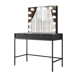 wohnli-moebel-suche-800001066985-1 SCHMINKTISCH MIT SPIEGEL CORTADO ELITE SCHWARZ Holzwerkstoff Lookway Möbel > Tische > Schminktische Schwarz