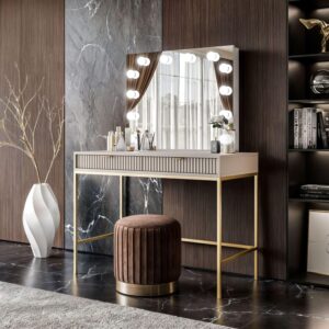 SCHMINKTISCH MIT SPIEGEL CORTADO ELITE GOLD KASCHMIR Holzwerkstoff Lookway Möbel > Tische > Schminktische Beige