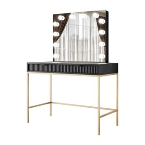 wohnli-moebel-suche-800001067003-1 SCHMINKTISCH MIT SPIEGEL CORTADO ELITE GOLD SCHWARZ Holzwerkstoff Lookway Möbel > Tische > Schminktische Schwarz