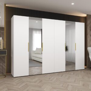 wohnli-moebel-suche-800001067145-1 DREHTÜRENSCHRANK 202/300/52 6-türig Holz MÖBEL KRYSPOL Möbel > Schränke > Kleiderschränke > Drehtürenschränke Weiß