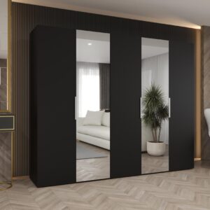 DREHTÜRENSCHRANK 202/250/52 5-türig Holz MÖBEL KRYSPOL Möbel > Schränke > Kleiderschränke > Drehtürenschränke Schwarz