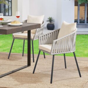 wohnli-moebel-suche-800001068134-1 GARTENSTUHL Rope hellgrau inkl. Kissen (2er-Set) Metall Juskys Garten & Outdoor > Gartenmöbel > Gartenstühle Grau