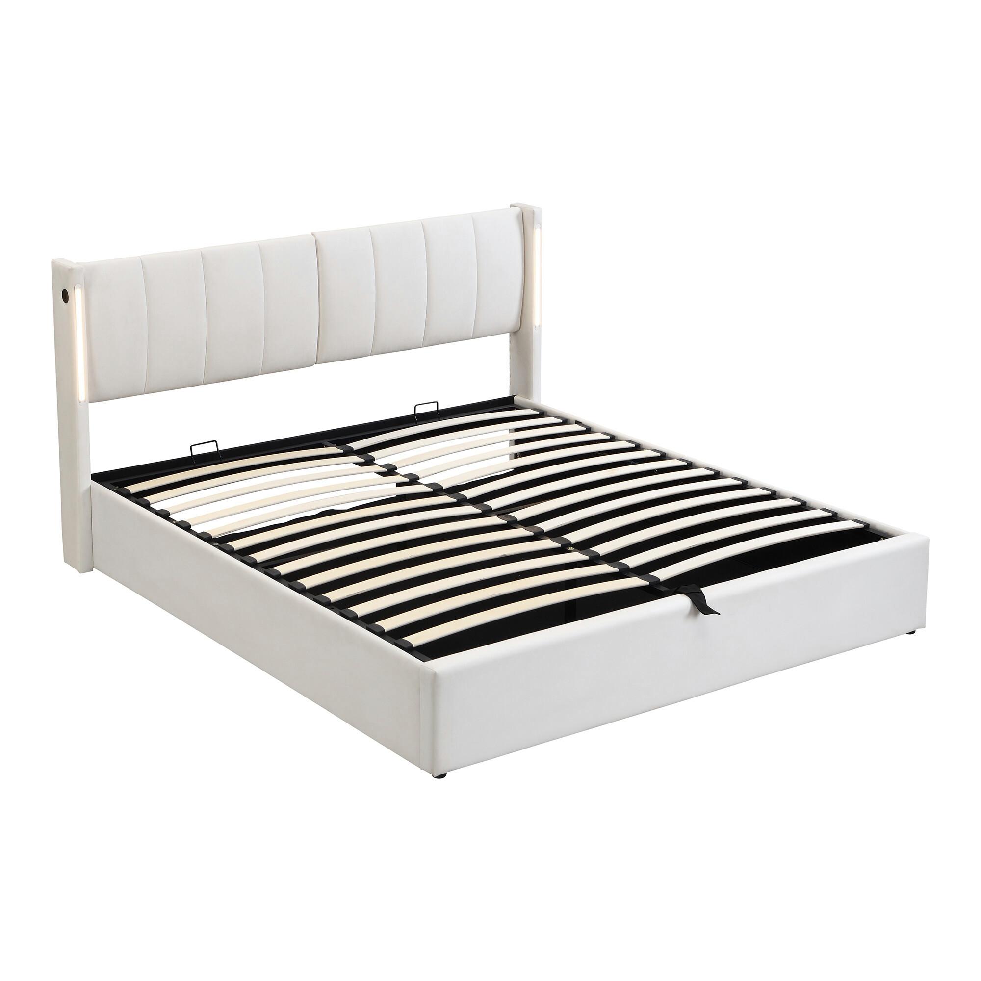 wohnli-moebel-suche-800001068871 Wohnli Möbelsuche - DOPPELBETT Weiß mit Stauraum und LED 207/140/103 cm
