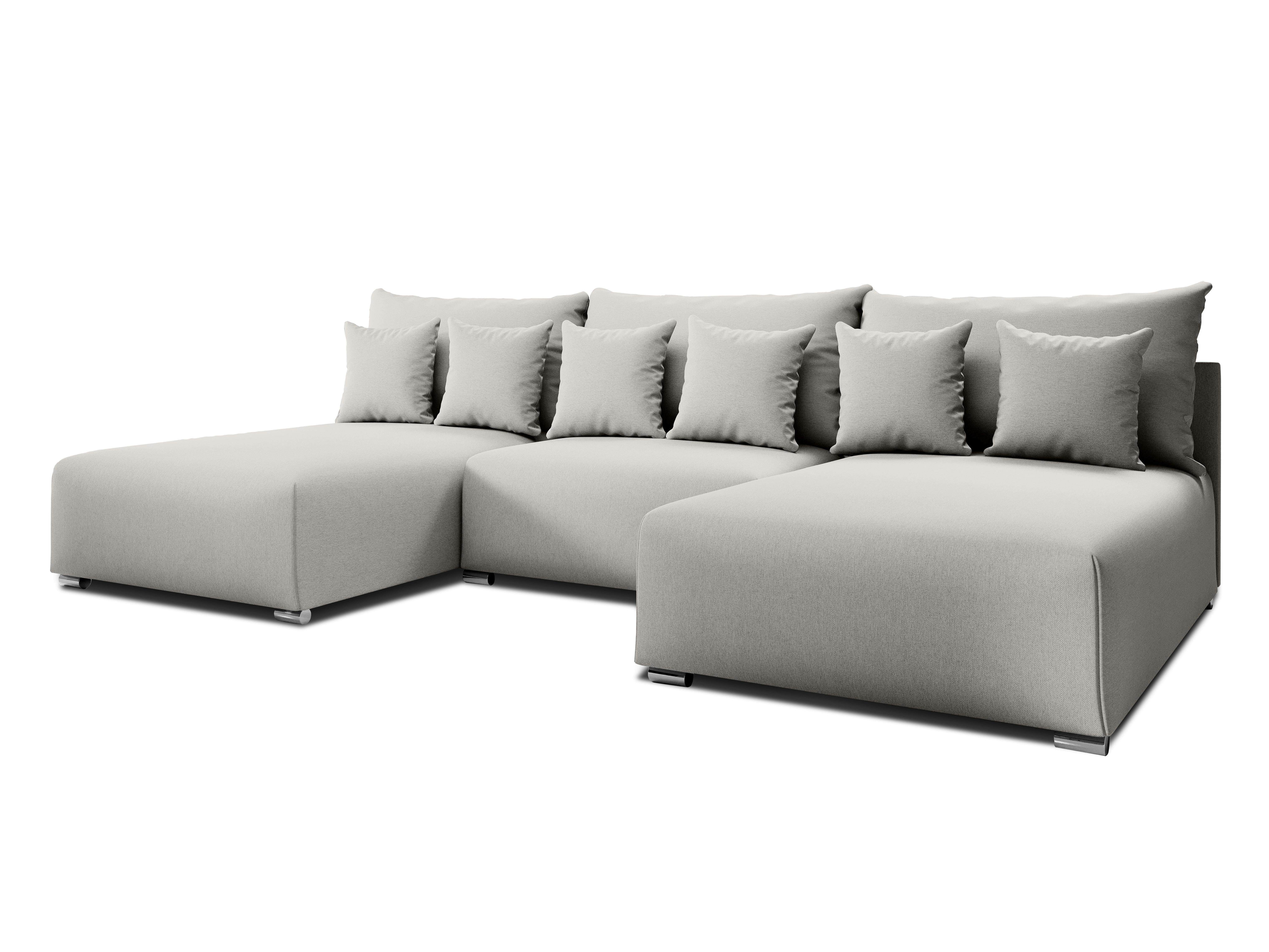 wohnli-moebel-suche-800001071560 Wohnli Möbelsuche - WOHNLANDSCHAFT Ederra U Hellgrau Stoff 300/190/91 cm – großes Sofa mit Schlaffunktion
