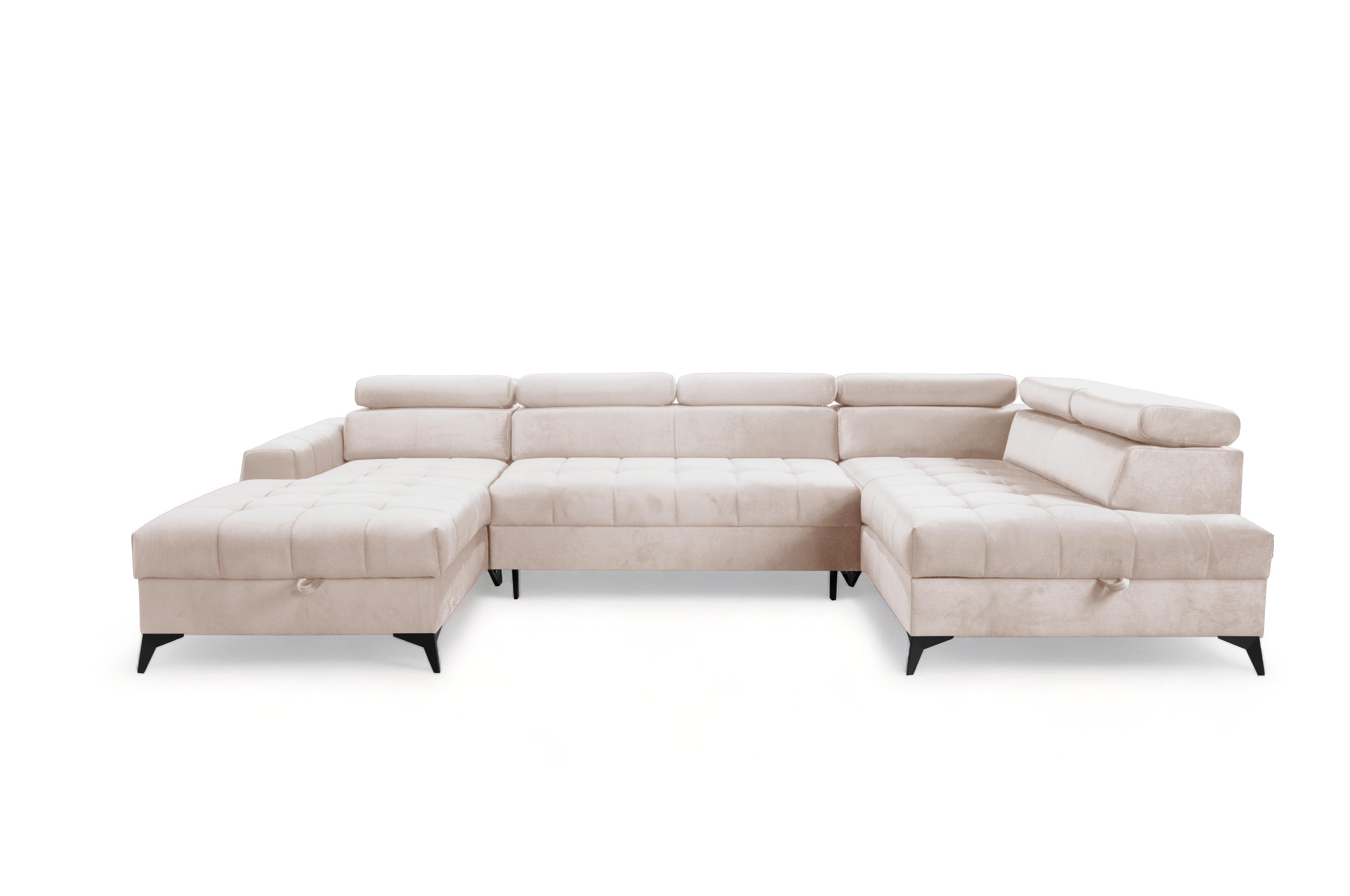 wohnli-moebel-suche-800001071563 Wohnli Möbelsuche - WOHNLANDSCHAFT Arkucio U Beige 345/200/95 cm – großes Sofa mit Schlaffunktion L