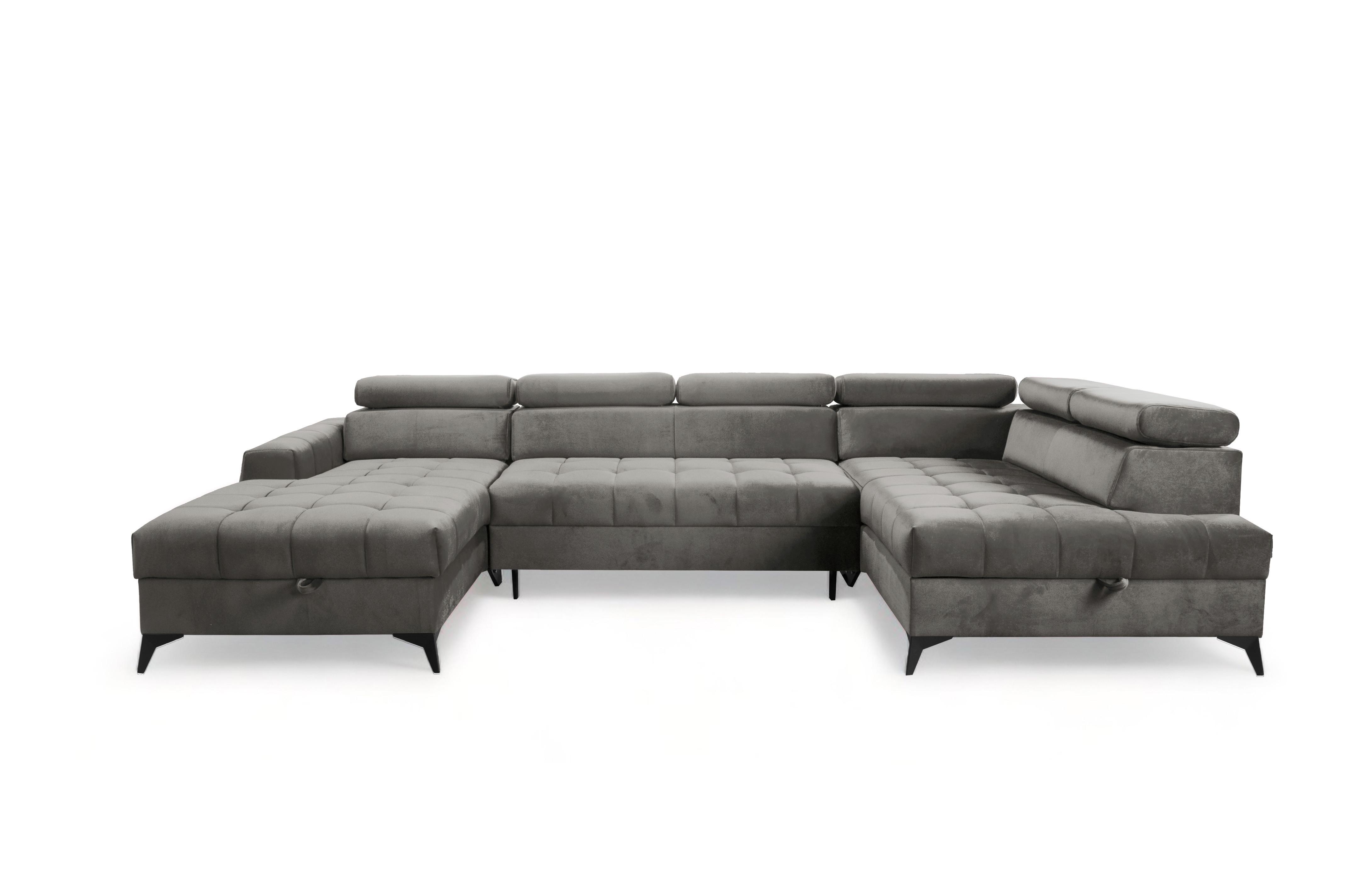 wohnli-moebel-suche-800001071566 Wohnli Möbelsuche - WOHNLANDSCHAFT Arkucio U Grau 345/200/95 cm – großes Sofa mit Schlaffunktion L