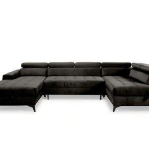 Wohnli Möbelsuche - WOHNLANDSCHAFT Arkucio U Schwarz 345/200/95 cm – großes Sofa mit Schlaffunktion L