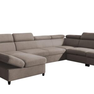Wohnli Möbelsuche - WOHNLANDSCHAFT Olettio Braun 342/205/96 cm – großes Sofa mit Schlaffunktion R