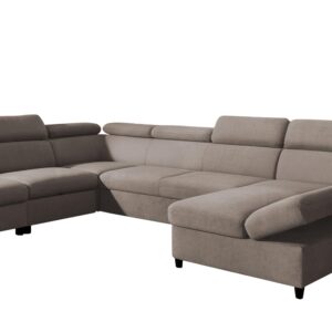 Wohnli Möbelsuche - WOHNLANDSCHAFT Olettio Braun 342/205/96 cm – großes Sofa mit Schlaffunktion L